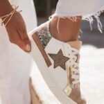 BASKETS FEMME MULTIMATIÈRES DORÉES À ÉTOILE GLITTER