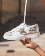 BASKETS FEMME MULTIMATIÈRES DORÉES À ÉTOILE GLITTER – Image 2