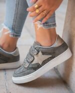 BASKET FEMME À SCRATCH VERT KAKI ÉTOILE