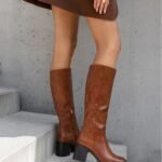 BOTTES HAUTES MARRON À TALON ÉPAIS