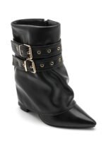 BOTTINES NOIRES À SANGLES ET BOUCLES MÉTALLIQUES – Image 2