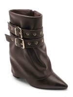 BOTTINES MARRON À SANGLES ET ŒILLETS – Image 2