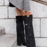 BOTTES NOIRES HAUTES ÉLÉGANCE – TALON CARRÉ