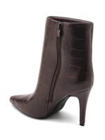 BOTTINES MARRONS EFFET CROCO – TALON AIGUILLE ÉLÉGANT – Image 3