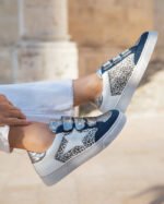 BASKETS FEMME ARGENTÉES ET BLEUES IMPRIMÉ LÉOPARD – Image 2