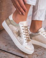 BASKETS DORÉES FEMME À PAILLETTES ET ÉTOILE SCINTILLANTE – Image 2