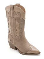 BOTTES COWBOY FEMME BEIGE À TALON – STYLE WESTERN POINTU – Image 2