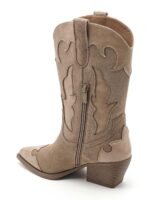 BOTTES COWBOY FEMME BEIGE À TALON – STYLE WESTERN POINTU – Image 3