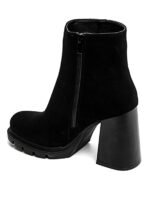 BOTTINES NOIRES À TALON ÉPAIS EN SUÉDINE – Image 3