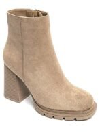 BOTTINES BEIGE À TALON ÉPAIS EN SUÉDINE – Image 3