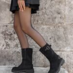 BOTTINES HAUTES NOIRES BIKER TENDANCE