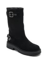 BOTTINES HAUTES NOIRES BIKER TENDANCE – Image 2