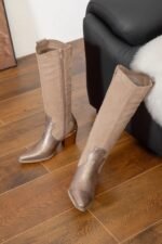 BOTTES COWBOY BEIGE & BRONZE À TALON – Image 3
