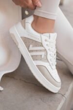 BASKETS FEMME BLANC & BEIGE STYLE URBAIN – Image 2