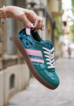 BASKETS VERTES ET ROSES A LACETS – Image 4