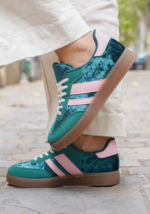 BASKETS VERTES ET ROSES A LACETS – Image 2