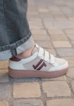 BASKETS FEMME BEIGE & BORDEAUX – STYLE CHIC