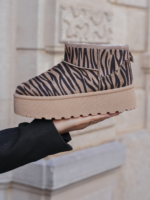 BOTTINES FOURRÉES PLATEFORME IMPRIMÉ ZÈBRE