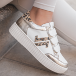 BASKETS FEMME BLANCHES LÉOPARD & DORÉ – STYLE TENDANCE