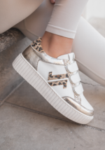 BASKETS FEMME BLANCHES LÉOPARD & DORÉ – STYLE TENDANCE