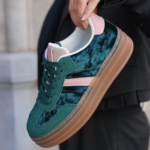 BASKETS FEMME VERTES ET ROSES