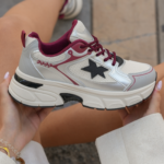 SNEAKERS ARGENTÉES ET BORDEAUX