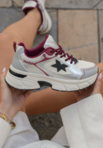 SNEAKERS ARGENTÉES ET BORDEAUX