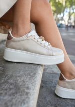 SNEAKERS PLATEFORME DORÉES FEMME AVEC DÉTAIL BIJOU
