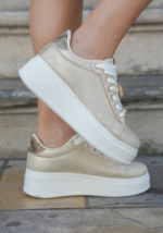 SNEAKERS PLATEFORME OR FEMME AVEC DÉTAIL BIJOU – Image 3
