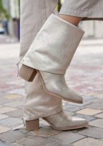 BOTTINES BEIGE ZIP – TALON BLOC – Image 3