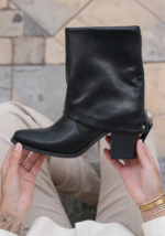 BOTTINES BLACK ZIP – TALON BLOC