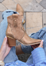 BOTTINES COWBOY CAMEL À TALON – Image 2