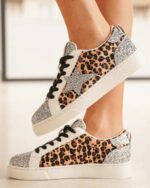 BASKET FEMME LÉOPARD ÉTOILE À LACETS