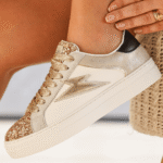BASKET FEMME DORÉE À LACETS