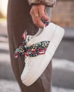 BASKETS FEMME BLANCHES AVEC NŒUD IMPRIMÉ – STYLE TENDANCE – Image 5