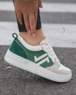 BASKETS FEMME VERTES & BLANCHES – STYLE SPORT CHIC – Image 2