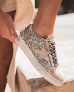 BASKETS DORÉES FEMME À PAILLETTES ET ÉTOILE SCINTILLANTE – Image 2