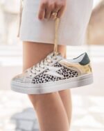 BASKETS FEMME DORÉES ET LÉOPARD – Image 4