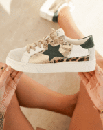 BASKETS FEMME MULTICOLORES À ÉTOILE VERTE ET DÉTAILS DORÉS – Image 2