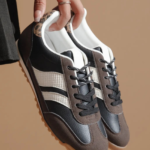 BASKETS FEMME MARRON ET NOIR A LACETS