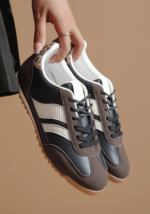 BASKETS FEMME MARRON ET NOIR A LACETS