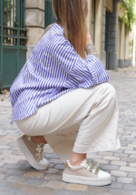 BASKETS PLATFORM BEIGE ET BLANCHE À SCRATCH – Image 3