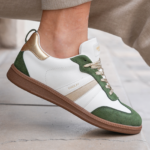 BASKETS BLANCHES ET VERTES FEMME AU STYLE RÉTRO CHIC - FINDLAY