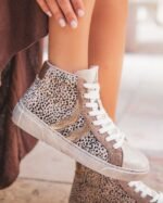 BASKETS MONTANTES FEMME TAUPE & LÉOPARD – STYLE AUDACIEUX & TENDANCE – Image 2
